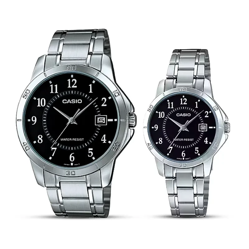 Casio Black Dial Couple Watch | MTP-V004D-1B | LTP-V004D-1B